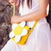 Handmade Leather Daisy Barrel Bag - Pastel Yellow-4