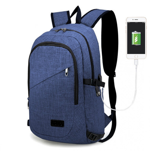 E6715 - Kono Business Laptop Backpack With Usb Charging Port - Navy Blue - Image 1