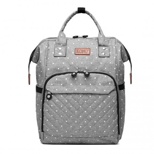 E6705D2 - Kono Wide Open Designed Baby Diaper Changing Backpack Dot - Grey