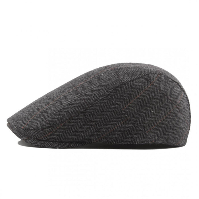 Cap-1 - Casquette plate Newsboy Baker Boy à chevrons pour hommes - Gris