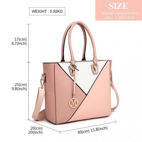 Lg2013 - Miss Lulu Leather Look Geometric Ombre Handbag - Nude