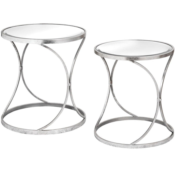 Silver Curved Design Set Of 2 Side Tables - Love Thy Bargains