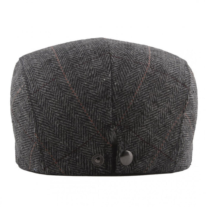 Cap-1 - Casquette plate Newsboy Baker Boy à chevrons pour hommes - Gris