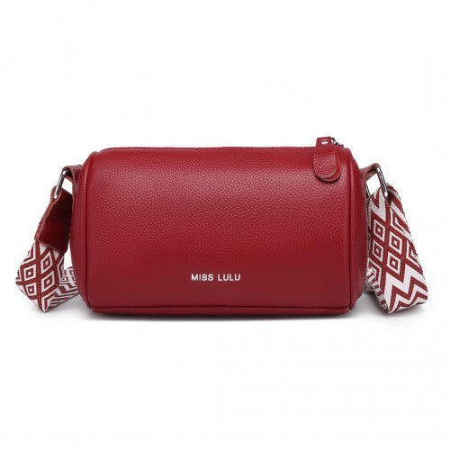 L2309 - Miss Lulu Lightweight Wide Strap Genuine Leather Crossbody Bag - Red