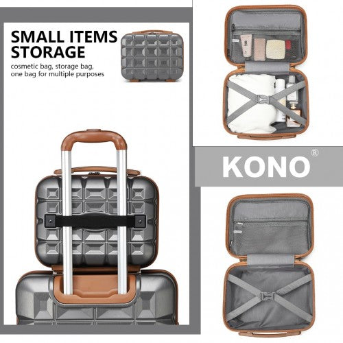 K2292l - Kono 13 Inch Lightweight Hard Shell Abs Vanity Case - Grey
