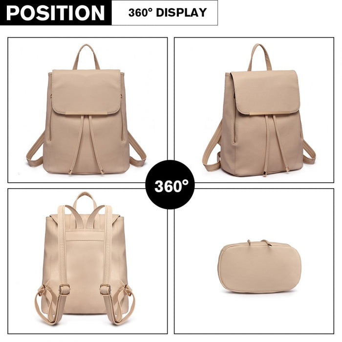 E1669 - Miss Lulu Faux Leather Stylish Fashion Backpack - Beige