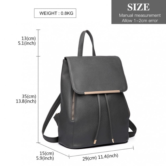 E1669 - Miss Lulu Faux Leather Stylish Fashion Backpack - Grey