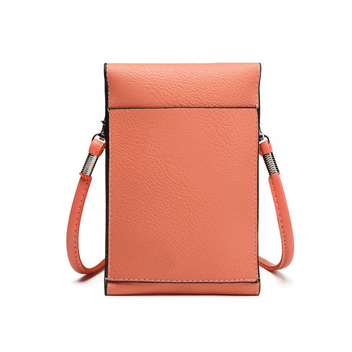 E1806- Women PU Leather Slim Mobile Cross Body Bag  pink