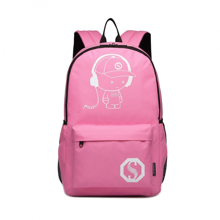 E6877 - Kono Multi Functional Glow In The Dark Backpack Trolley - Pink