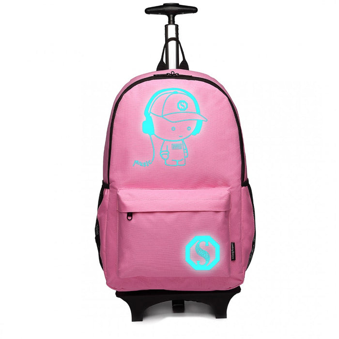 E6877 - Kono Multi Functional Glow In The Dark Backpack Trolley - Pink