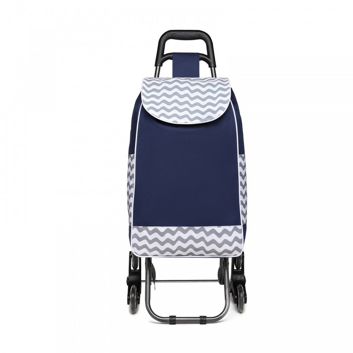 Eq2043 - Kono 6 Wheel Push Shopping Trolley - Navy