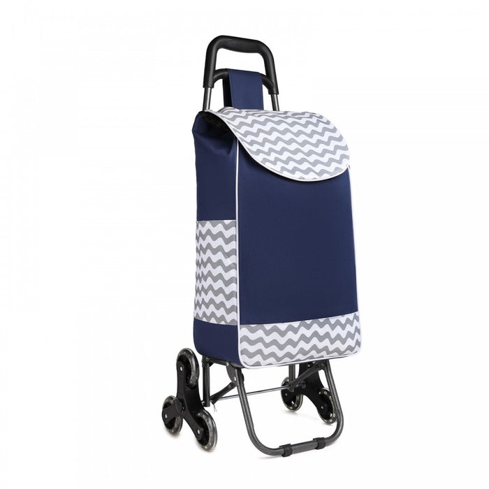 Eq2043 - Kono 6 Wheel Push Shopping Trolley - Navy