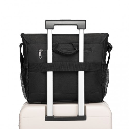 Eq2260 - Kono High Security Messenger Bag Satchel Shoulder Bag - Black