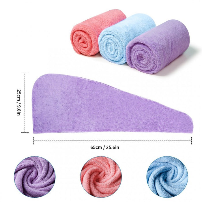 Turban pour cheveux – Lot de 3 turbans absorbants en microfibre avec bouton