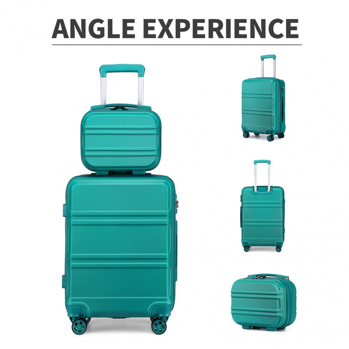20/12 Inch Abs 4 Wheel Suitcase Set With Vanity Case - Teal