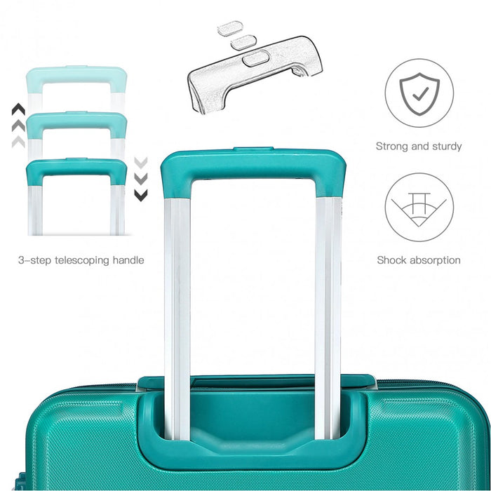 Abs 20 Inch Sculpted Horizontal Design Cabin Luggage - Teal