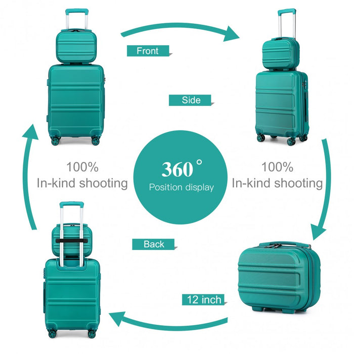 20/12 Inch Abs 4 Wheel Suitcase Set With Vanity Case - Teal