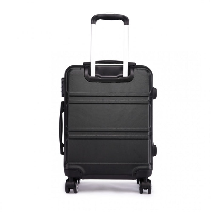 Abs Sculpted Horizontal Design 3 Piece Suitcase Set - Black