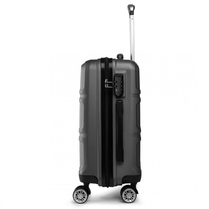 Abs Sculpted Horizontal Design 3 Piece Suitcase Set - Grey
