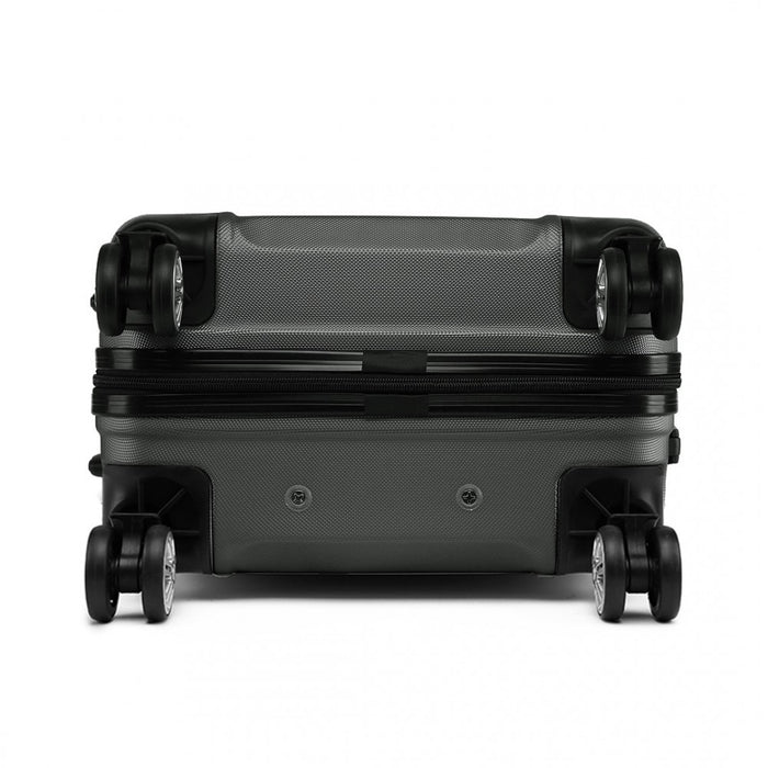 Abs Sculpted Horizontal Design 3 Piece Suitcase Set - Grey