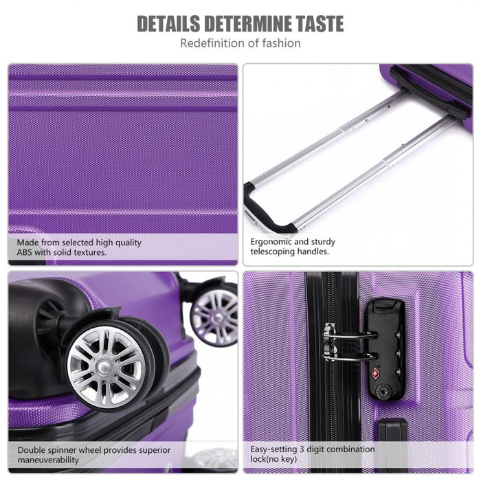 Abs Sculpted Horizontal Design 20 Inch Cabin Luggage - Purple