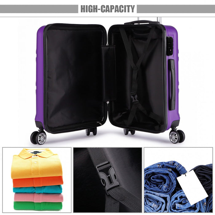 Abs Sculpted Horizontal Design 20 Inch Cabin Luggage - Purple