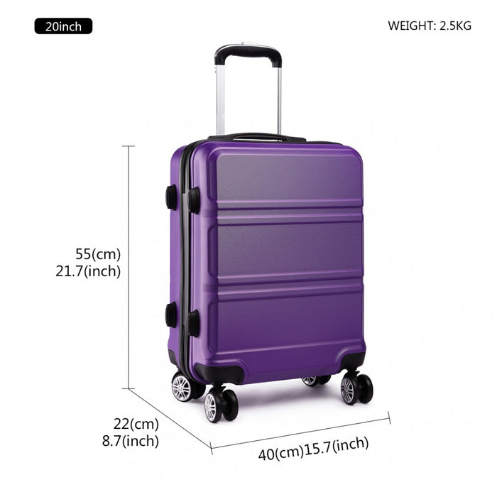 Abs Sculpted Horizontal Design 20 Inch Cabin Luggage - Purple