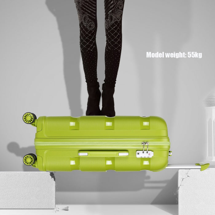 K2092 - Kono Bright Hard Shell Pp Suitcase 3 Pieces Set - Classic Collection - Green