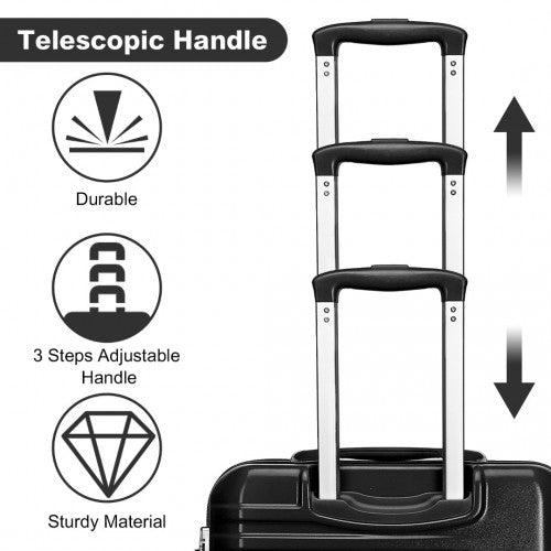 K2391L - British Traveller 28 Inch Durable Polycarbonate and ABS Hard Shell Suitcase With TSA Lock - Black