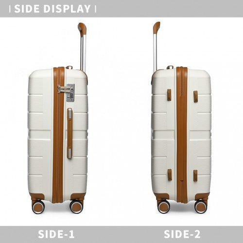 K2392L - British Traveller 28 Inch Multi-Texture Polypropylene Hard Shell Suitcase With TSA Lock - Cream