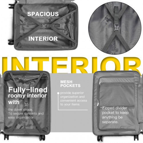 K2392L - British Traveller 3 Pcs Multi-Texture Polypropylene Hard Shell Suitcase With TSA Lock - Navy