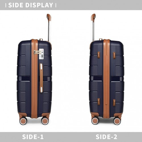 K2392L - British Traveller 28 Inch Multi-Texture Polypropylene Hard Shell Suitcase With TSA Lock - Navy