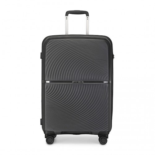 K2393L - British Traveller 28 Inch Spinner Hard Shell PP Suitcase With TSA Lock - Black