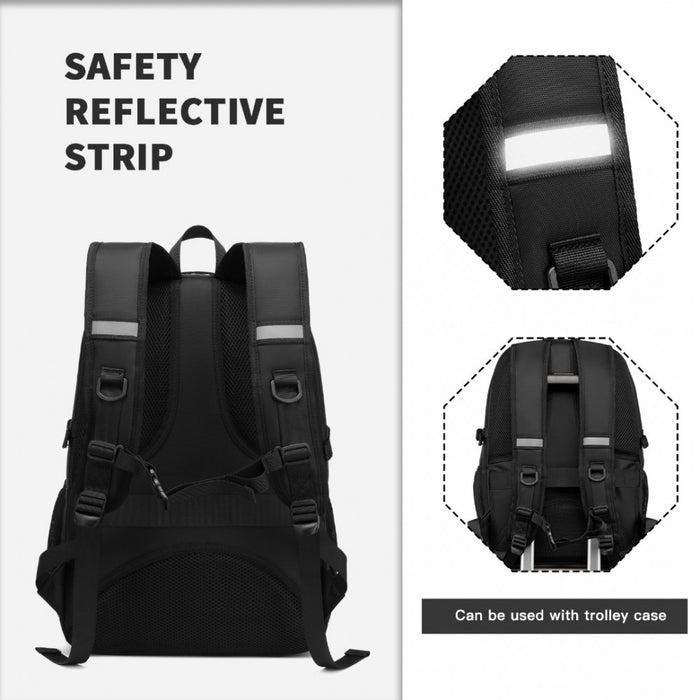 EM2130 - Kono Functional Travel Backpack With USB Charging Port - Black