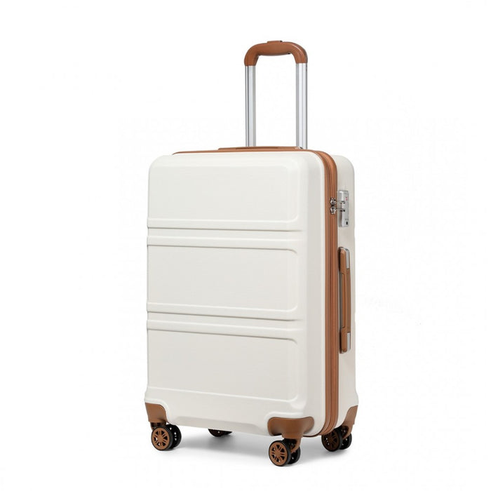 Abs 20 Inch Sculpted Horizontal Design Cabin Luggage - Cream