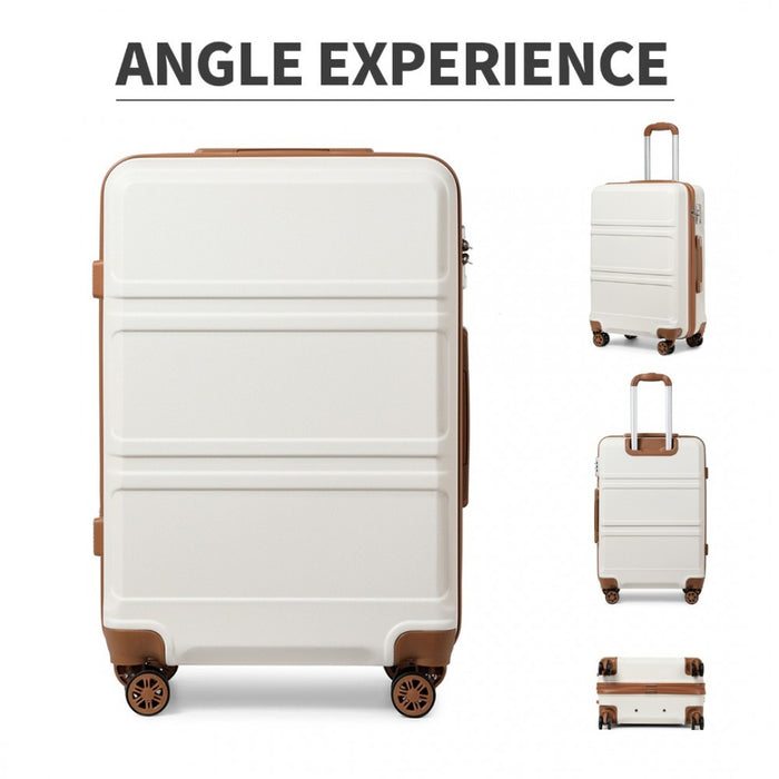 Abs 20 Inch Sculpted Horizontal Design Cabin Luggage - Cream