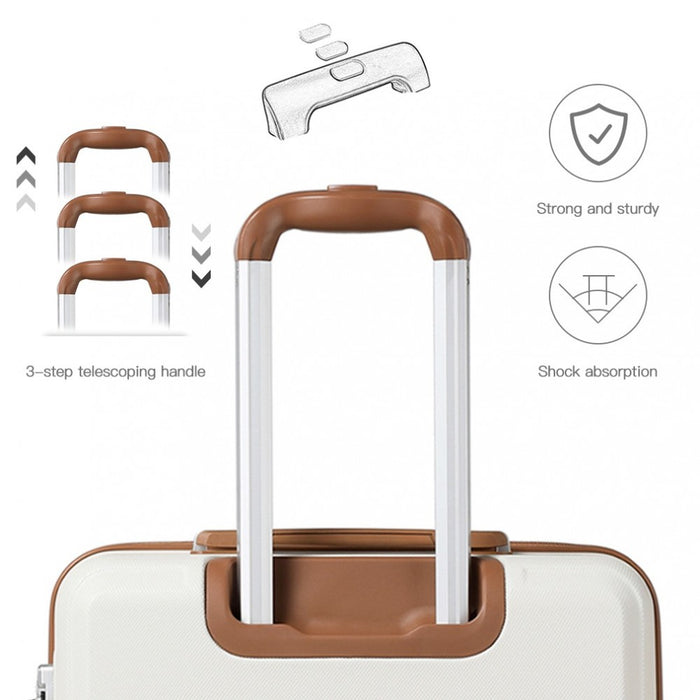 Abs 20 Inch Sculpted Horizontal Design Cabin Luggage - Cream