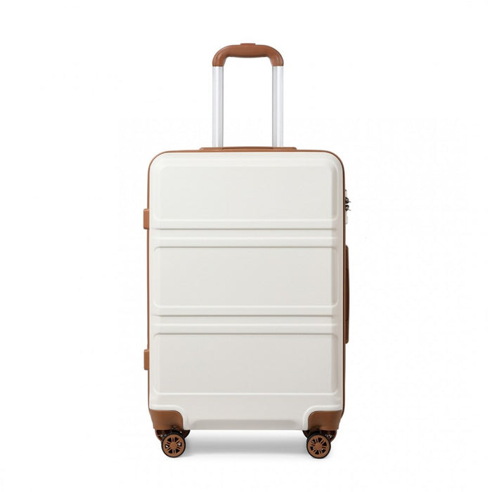 Abs 20 Inch Sculpted Horizontal Design Cabin Luggage - Cream