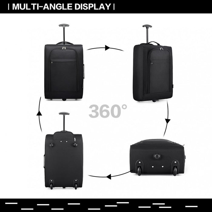 K1873-2 - Kono Cabin Size Soft Shell Hand Luggage - Black