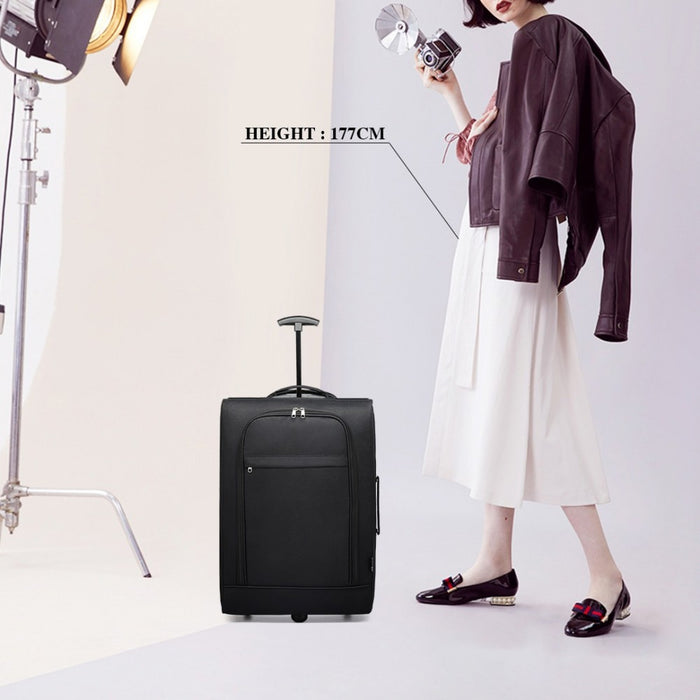 K1873-2 - Kono Cabin Size Soft Shell Hand Luggage - Black