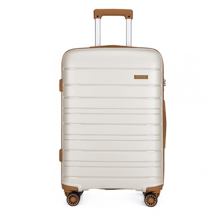 24 Inch Multi Texture Hard Shell Pp Suitcase  Classic Collection  Cream