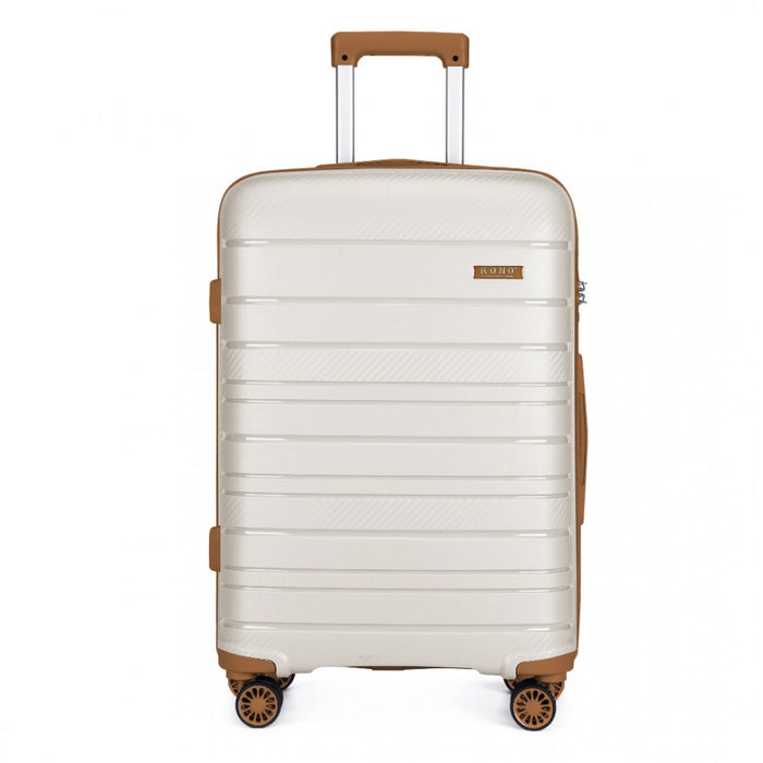 28 Inch Multi Texture Hard Shell Pp Suitcase - Classic Collection - Cream