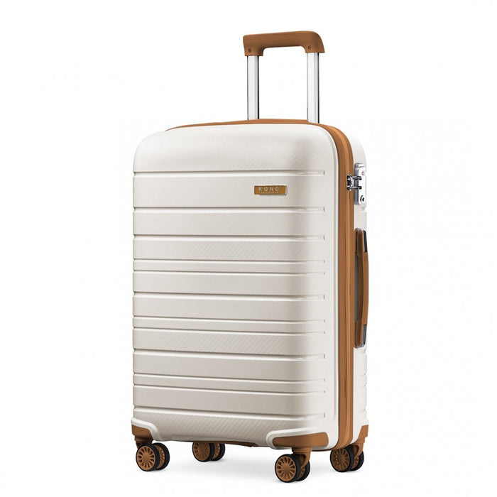 24 Inch Multi Texture Hard Shell Pp Suitcase  Classic Collection  Cream