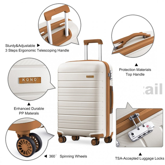 28 Inch Multi Texture Hard Shell Pp Suitcase - Classic Collection - Cream