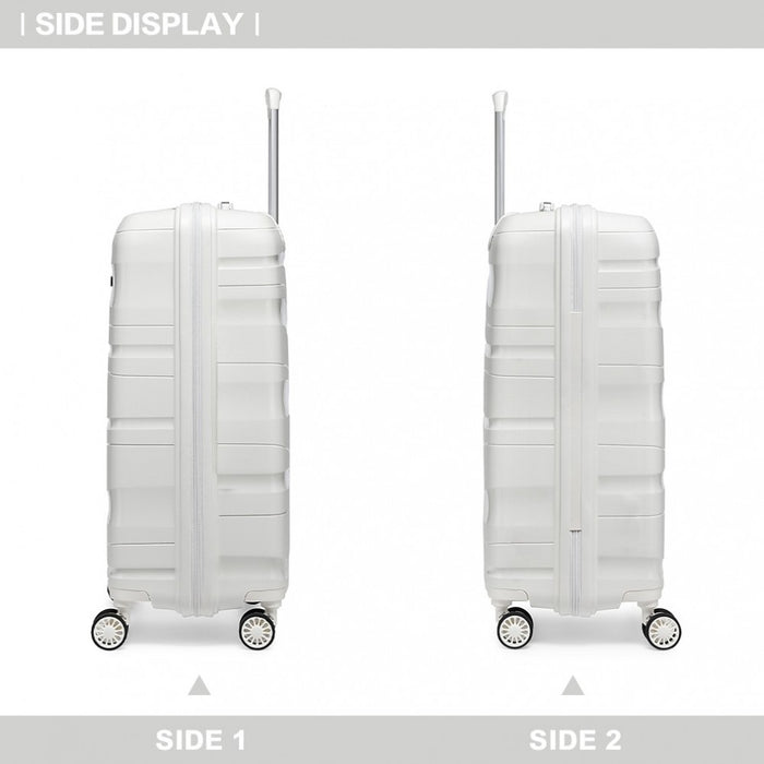20 Inch Lightweight Polypropylene Hard Shell Suitcase With TSA Lock - Cream White