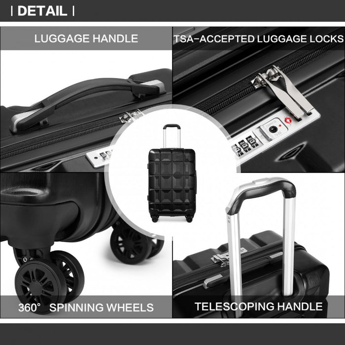 24 Inch Lightweight Hard Shell Abs Suitcase With Tsa Lock  Black