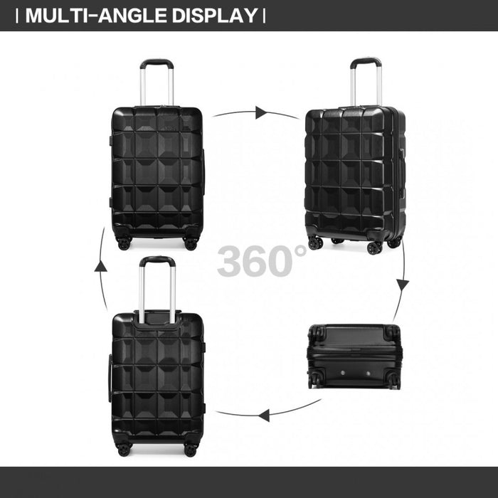 24 Inch Lightweight Hard Shell Abs Suitcase With Tsa Lock  Black