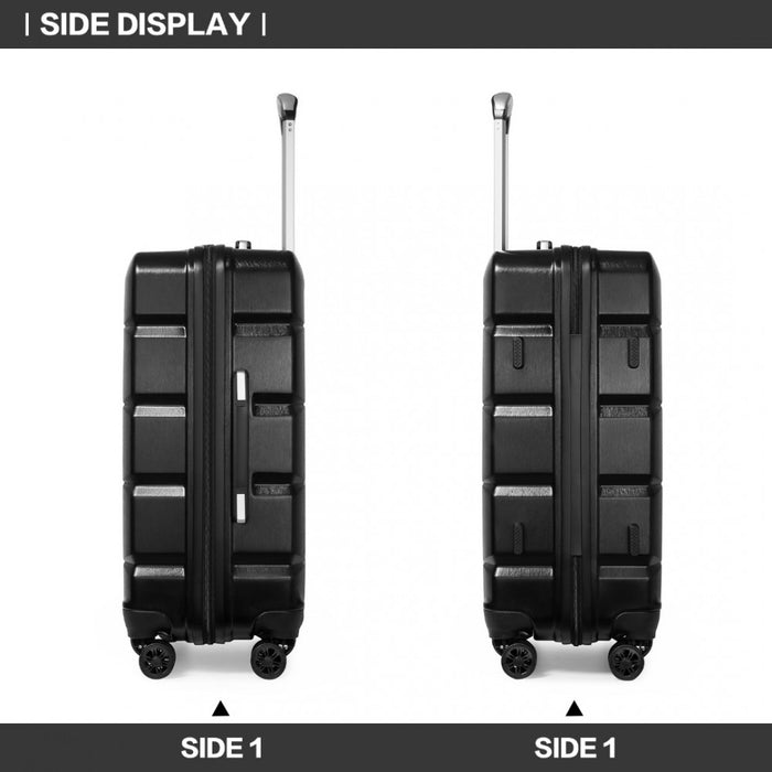 24 Inch Lightweight Hard Shell Abs Suitcase With Tsa Lock  Black