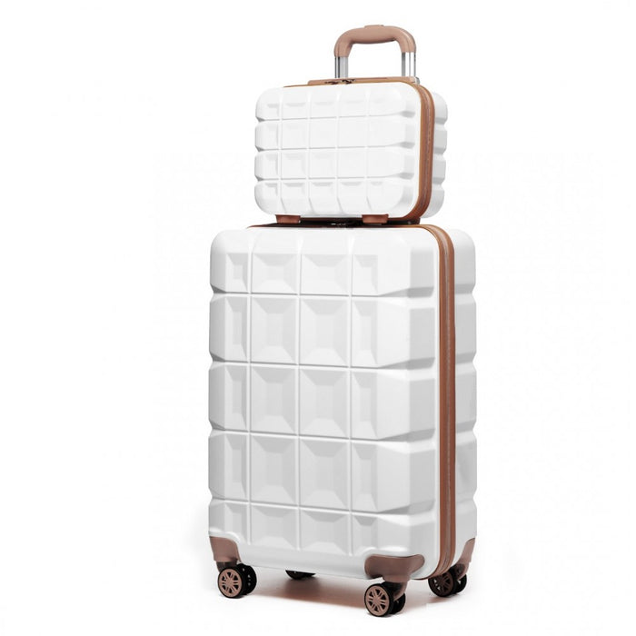 13/20 Inch Lightweight Hard Shell Abs Cabin Suitcase With Tsa Lock And Vanity Case - White