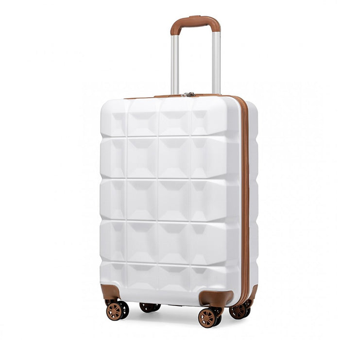20 Inch Lightweight Hard Shell Abs Luggage Cabin Suitcase With Tsa Lock - White